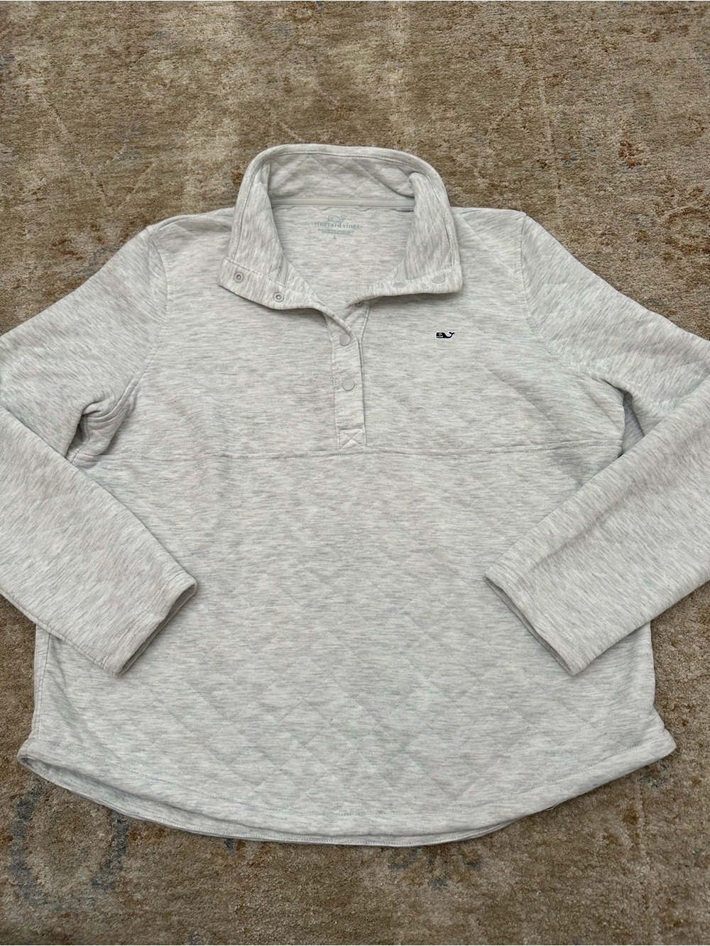 Vineyard Vines Men's Light Gray Quilted Zip Pullover